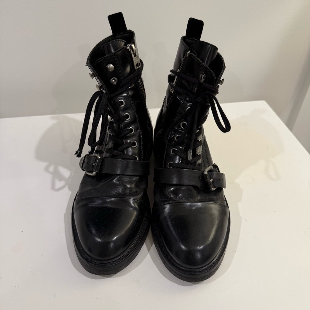 All Saints Black Leather Moto Boots